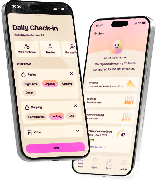 iPhone showing Pelby's symptom tracker.